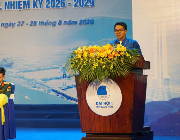 Anh Lê Văn Thương tại Đại hội Hội LHTN Việt Nam tỉnh Quảng Ngãi, nhiệm kỳ 2026 – 2029